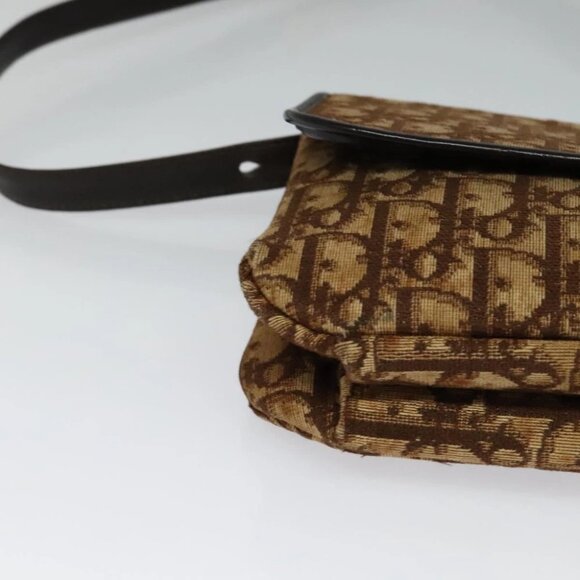 Christian Dior Trotter Canvas Shoulder Bag Brown Gold Auth 118343 - Picture 5 of 16